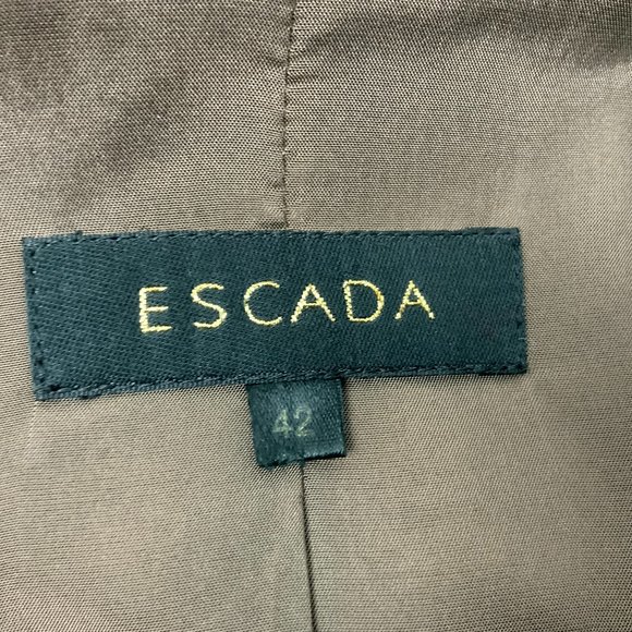 ESCADA Pinstripe Brown Wool Suit Blazer & Skirt Career Business Sz 42-44 (8-10) - Picture 4 of 16